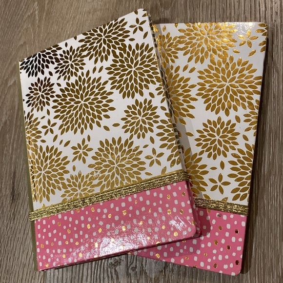 NEW Lot of 2x Notebooks - Gold Bursts w/ Pink & Shimmery Strap - Keeps secure! - Picture 8 of 8